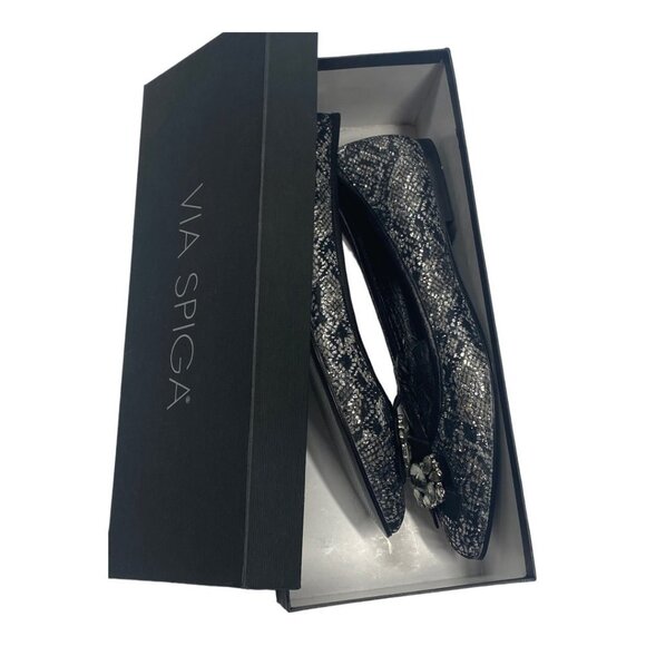 Via Spiga Black Sequin Flat Holiday Shoes V-Bosh 11319020 Size 8.5 New in Box - Picture 9 of 9